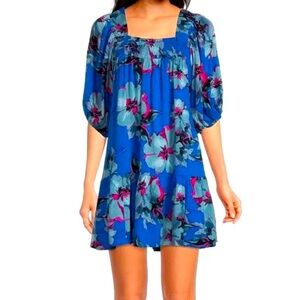 Band of the Free • Lapis Blue Slate Soria Tropical Print Dress